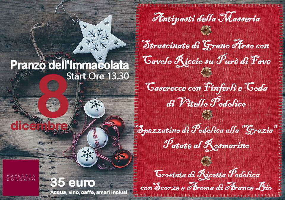 Menu Di Natale A 35 Euro.Menu Delle Feste Masseria Colombo